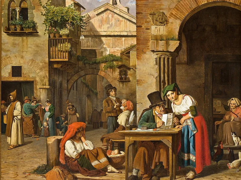 1797-Ernst Meyer - Uno scrivano pubblico legge una lettera a una giovane ragazza